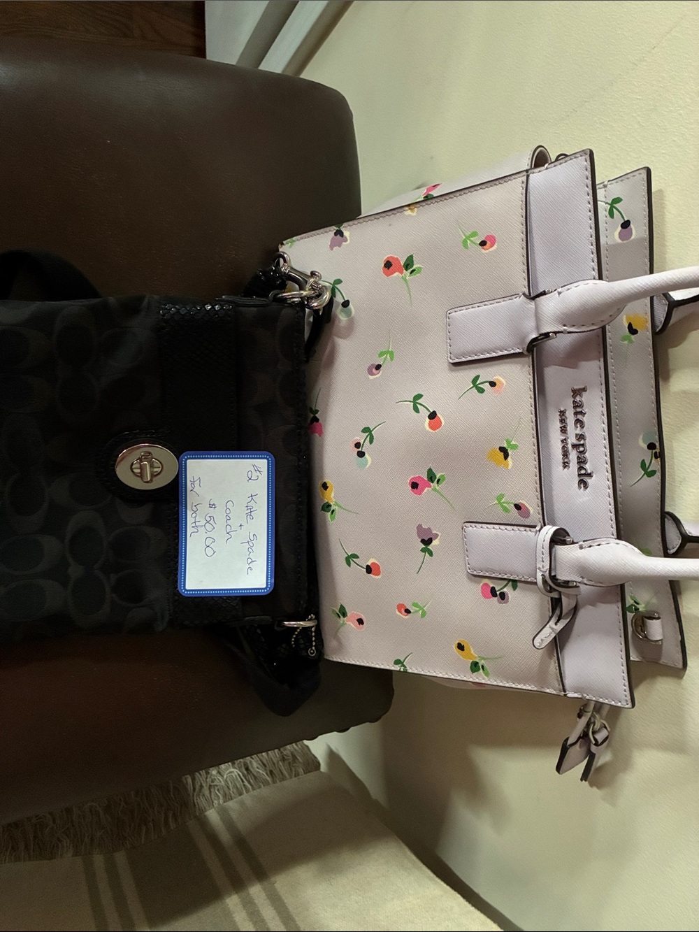 kate spade pale pink floral top-handle tote